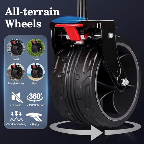 Sekey 220L Collapsible Foldable Wagon with 330lbs Weight Capacity, Heavy Duty Folding Utility Garden Cart with Big All-Terrain Beach Wheels & Drink Holders. Black Sekey