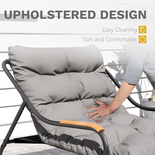 DWVO Chaise Lounge Chair Outdoor with Removable Cushions, Outdoor Patio Lounge Chair with Footrest, Breathable Outdoor Chaise for Pool Garden Backyard Deck, Gray
