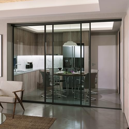Doors 55 Glass Room Divider Panel and Partition - Perfect Partition Wall Divider & Sound Proof Dividers (Clear Glass, 120x96) Doors55