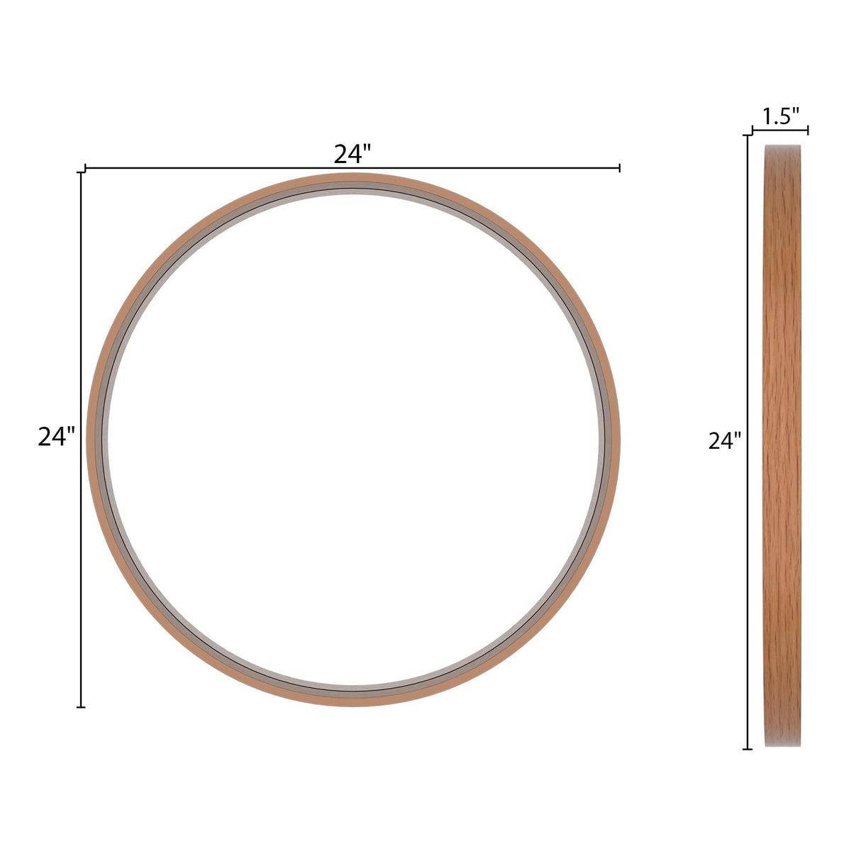 WallBeyond Round Mirror with Wood Frame 24 inch Circle Wall Mirror for Bathroom Round Wall Mirror for Wall Decor, Vanity, Entryway Living Room (Walnut) WallBeyond