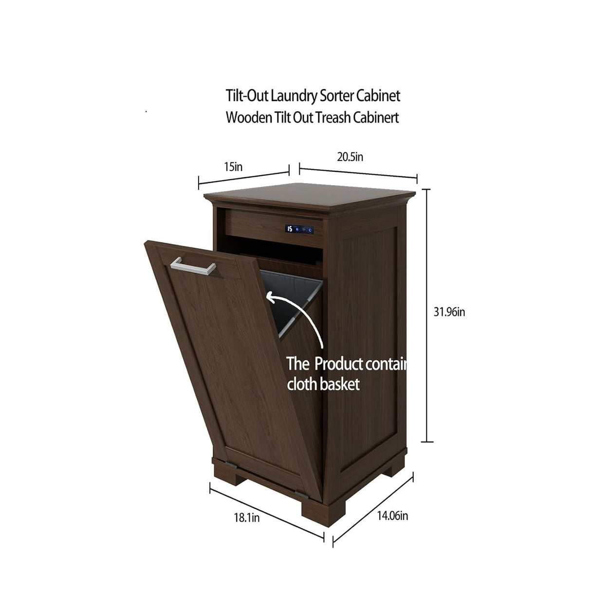 XM-ICE Tilt Out Trash Cabinet, Wooden Trash Can Cabinet with Door Kitchen Hamper Cabinet for Kitchen Dog Proof, Dining Room and Laundry Room, 10-Gallon, Dark Walnut Single XM-ICE