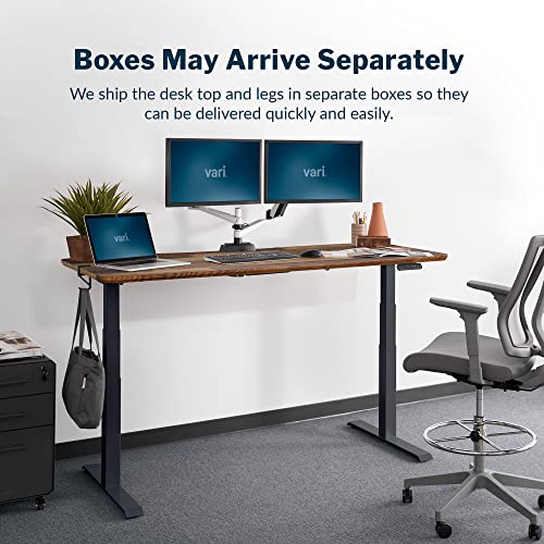 Vari Classic Electric Standing Desk - VariDesk Height Adjustable Sit/Stand Desk - Dual Motor with Memory Presets, Stable T-Style Legs - Gaming or Home Office Workstation - 72”x30”, Reclaimed Wood Vari