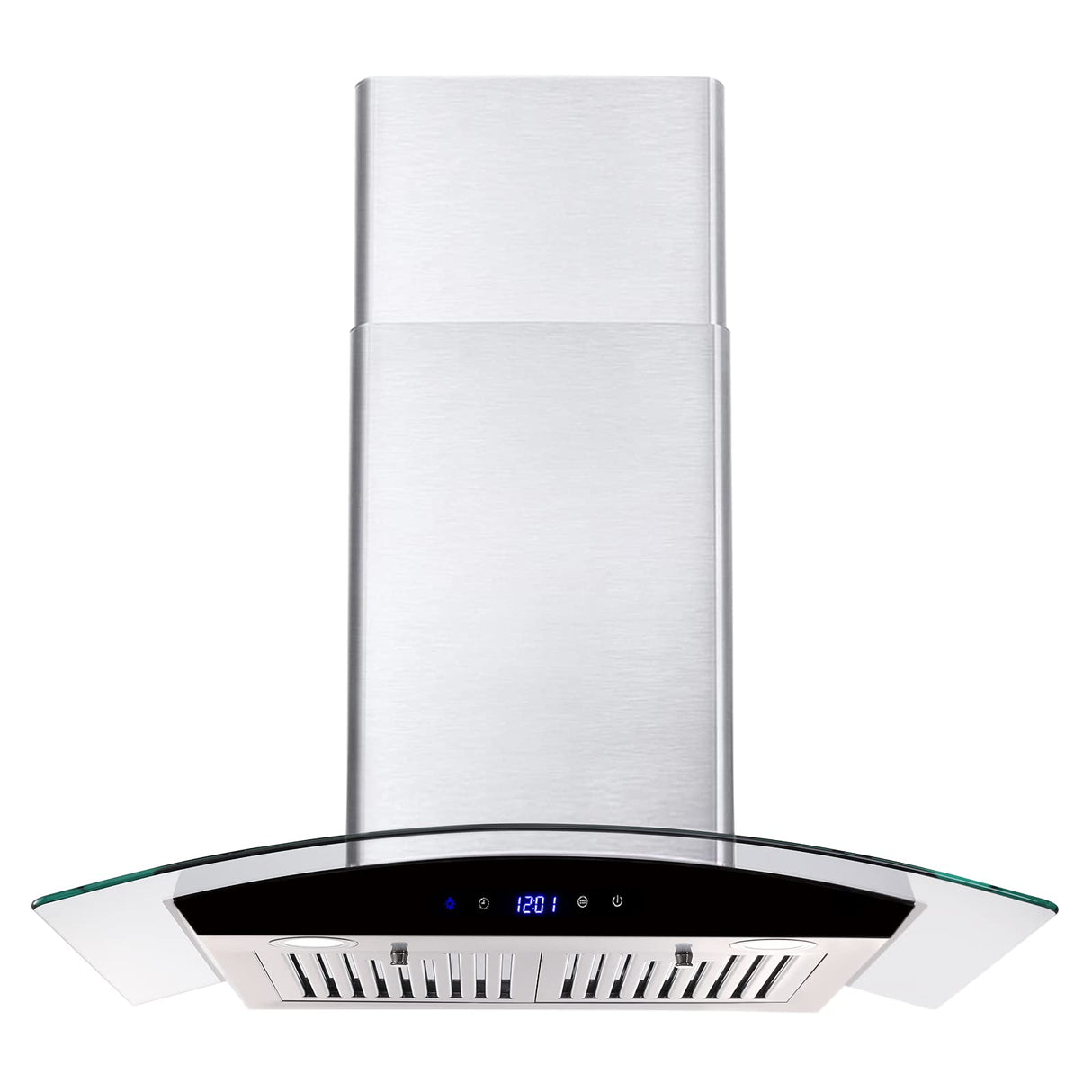 Range Hood 30 Inch, Tieasy Wall Mount Kitchen Hood with Ducted/Ductless Convertible Duct, Stainless Steel Chimney and Baffle Filters, Touch Control Fan Timer, LED Lights, 3 Speed Fan Tieasy
