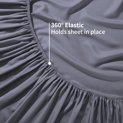 2 Pack Bamboo Viscose Cooling Fitted Sheet Twin XL Size Only, 400 Thread Count, 16" Deep Pocket Cooling Bottom Sheets for Hot Sleeper, Silky Soft Breathable (Twin XL, Dark Grey Zaizaihome