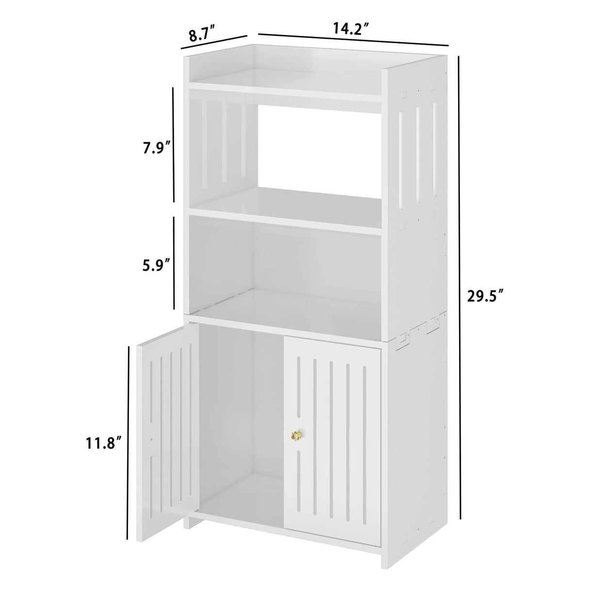 HAYOFAMY Bathroom Storage Cabinet, 4-Tier White Floor Cabinet Freestanding Organizer with Door for Living Room Kitchen Small Space HAYOFAMY