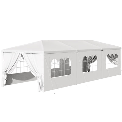 Outdoor Party Tent 10x30 White Tents for Parties, Large Gazebo Event Tents for Parties Canopy Shelter with 8 Removable Sidewalls Waterproof Party Wedding BBQ Events Tent for Parties
