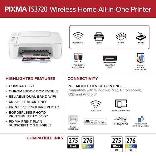 Canon PIXMA TS3720 Wireless All-in-One Printer (6671C022) Canon