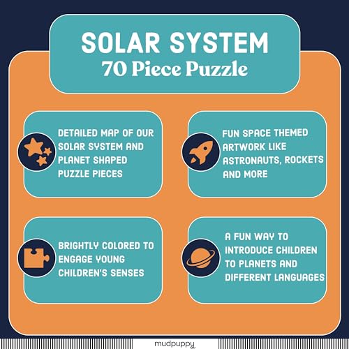 Mudpuppy Solar System – 70 Piece Jigsaw Puzzle with Planet Shaped Pieces Featuring Planets Constellations And Other Fun Space Themed Objects Mudpuppy