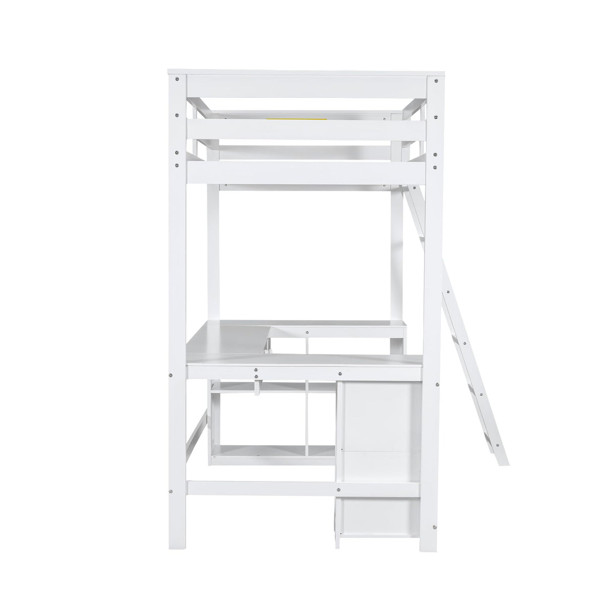Harper & Bright Designs White Twin Size Loft Bed with U-Shaped Desk, Drawers, and Storage Shelves Harper & Bright Designs