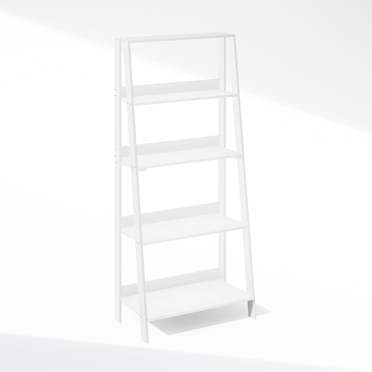 Furinno Ladder Display Shelf, 5-Tier Ladder Shelf, Ladder Bookshelf, Display Storage Shelves, 13 x 23.6 x 53.5, for Living Room, Home Office, White Furinno