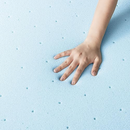 Best Price Mattress 1.5 Inch Ventilated Memory Foam Mattress Topper, Cooling Gel Infusion, CertiPUR-US Certified, Twin, Dorm Essentials, Blue Best Price Mattress