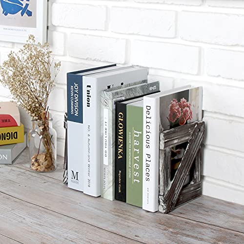 J JACKCUBE DESIGN Rustic Bookends 1 Pair, Decorative Farmhouse Bookend for Heavy Books Magazine DVD on Desk Table Shelf - MK709A J JACKCUBE DESIGN