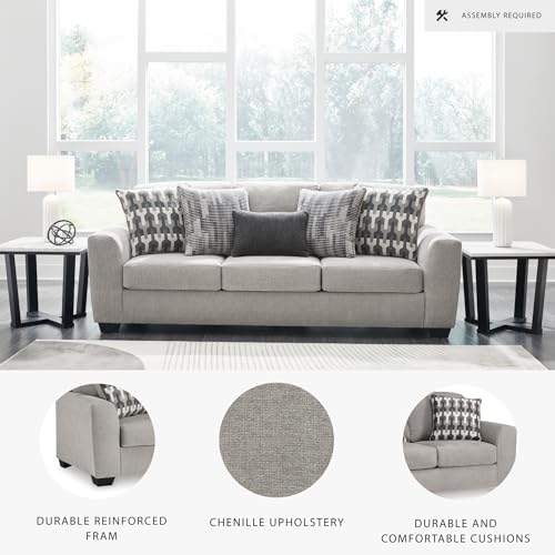 Signature Design by Ashley Avenal Park Casual Sofa with 5 Toss Pillows, Light Gray Signature Design by Ashley