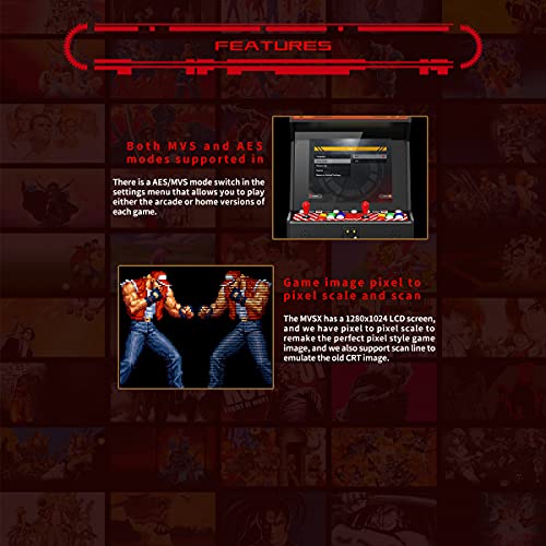 NEOGEO MVSX Arcade and Base with 50 Pre-Loaded SNK Retro Games, 17" Screen Home Entertainment Arcade UNICO