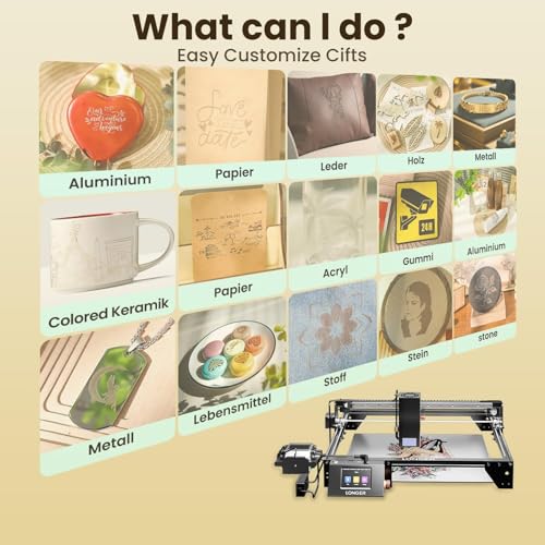 Longer RAY5 40000mW Laser Engraver with Air Assist Kit, 4-in-1 Rotary Roller, and 16 Pcs Raiser, High Precision Laser Cutter and Engraver for Wood, Metal, Acrylic, Cylindrical Objects, Tumblers Longer