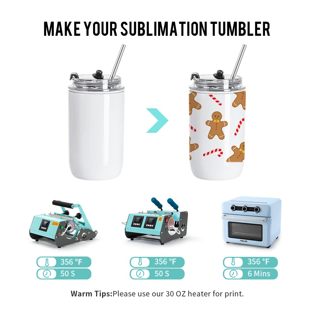 PYD Life Sublimation Kids Tumblers Blanks 12 OZ White Tumbler Cups Stainless Steel Coffee to Go Travel Tumblers with Lid and Metal Straw for Tumbler Heat Press Sublimation Oven Print 4 Pack PYD Life