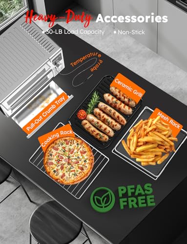 Nuwave Bravo XL Pro Air Fryer Toaster Oven with Grill Combo, 2025 New Ultra-Fast Convection System, 35% Crispier, 2X More Even, 142 Presets, 50-500F, Smarter Probe, PFAS Free, 30QT, Stainless Steel Nuwave