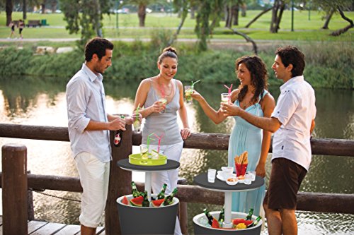 Keter Modern Cool Bar Outdoor Patio Furniture and Hot Tub Side Table with 7.5 Gallon Beer and Wine Cooler, Dark Grey Keter