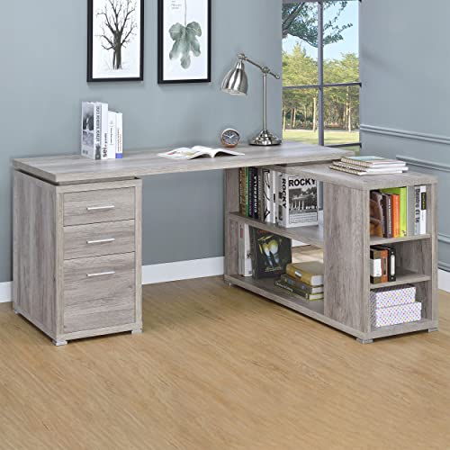 Coaster Home Furnishings Yvette L-Shape Grey Driftwood Office Desk (801516) Coaster Home Furnishings