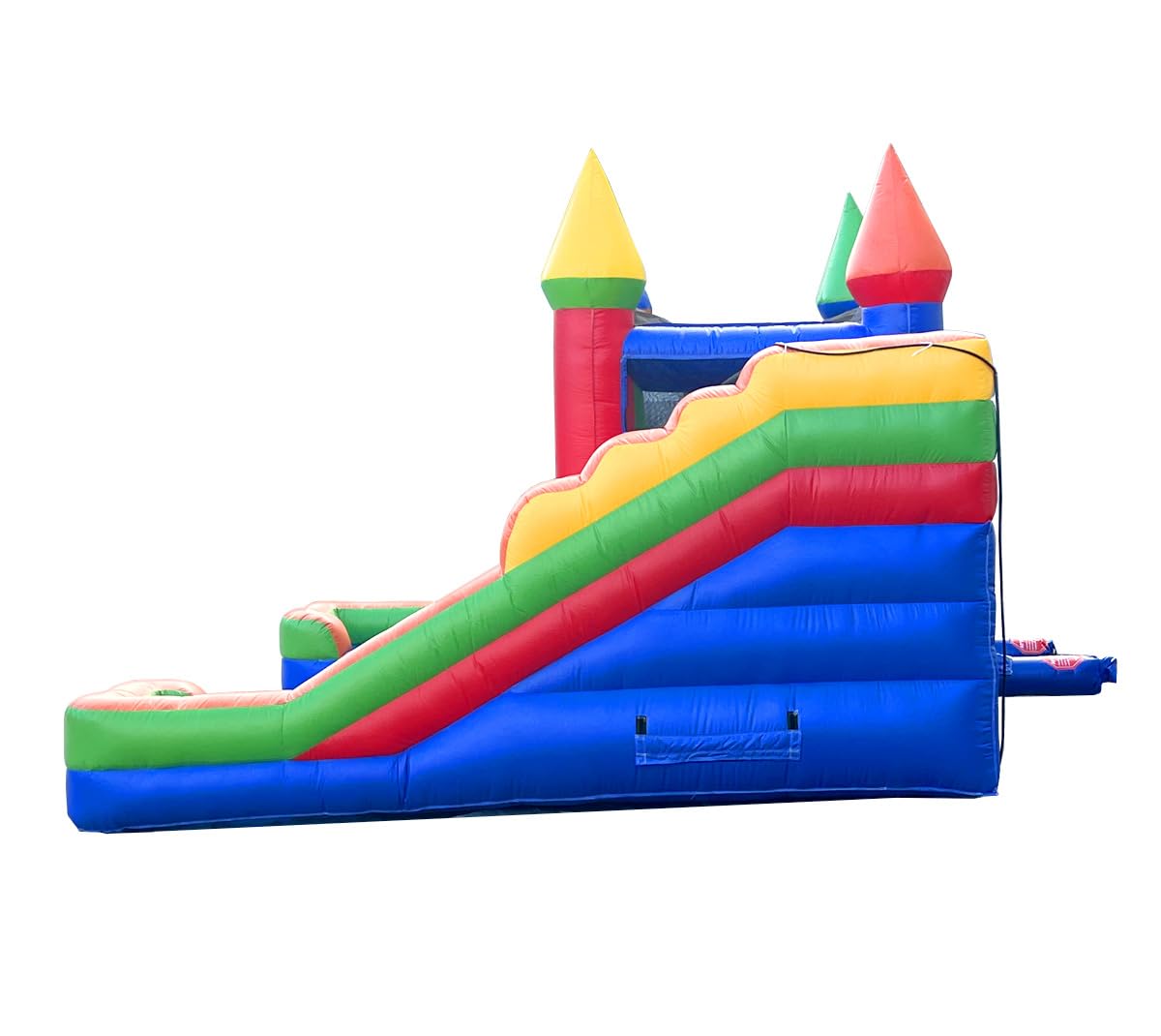 Inflatable Bounce House and Double Slide Combo Unit (Without Blower) - 16.5 x 15 x 11 Foot- Crossover Rainbow Castle Combo Bouncer, Kids Outdoor Toys, Jumpers for Kids Pogo Bounce House