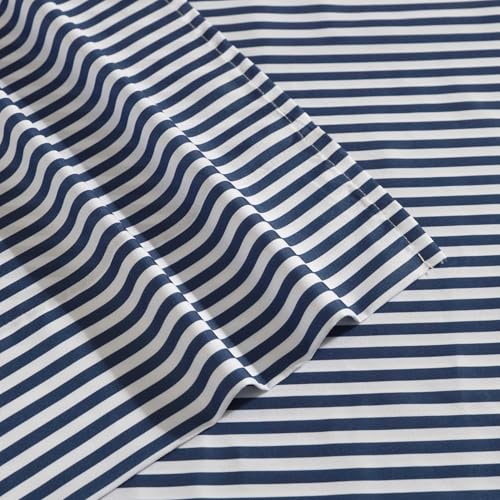 Eddie Bauer Kids - Twin Sheets, Stain-Resistant Toddler Bedding with Matching Sham(s), Super Soft, Ideal Boy Room Essentials (Vivid Stripe Blue, Twin) Eddie Bauer