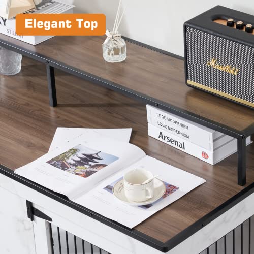 MCombo Large Dog Crate Furniture TV Stand, Wooden Dog Kennel with Double Doors, Indoor Furniture Style Dog Crate House End Table, 1861 (White) MCombo