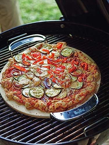 Weber Gourmet BBQ System Pizza Stone with Carry Rack,16.7" Long,Beige Weber