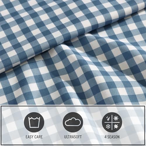 Eddie Bauer Kids - Full Sheets, Stain-Resistant Toddler Bedding with Matching Sham(s), Super Soft, Ideal Boy Room Essentials (Preston Check Blue, Full) Eddie Bauer