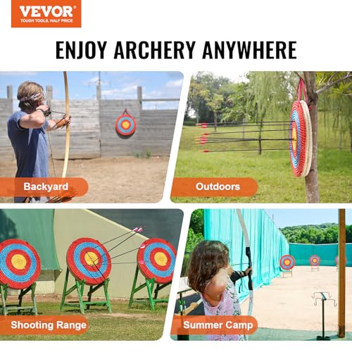 VEVOR Straw Archery Target, 3 Layers 20" Arrow Target, Traditional Solid Round Archery Target Shooting Bow, Hand-Made Arrows Target, Coloured Rope Target for Backyard Outdoor Hunting Shooting Practice VEVOR