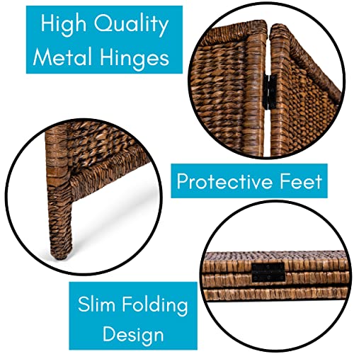 BIRDROCK HOME 3 Panel Seagrass Room Divider - Brown Wash - Folding Sections - Partition Screen - Hand Woven Abaca - Home Decor BIRDROCK HOME