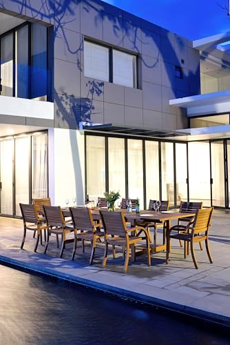 Amazonia Berlin 11-Piece Rectangular Extendable Patio Dining Set | Teak Finish | Ideal for Outdoors and Indoors Amazonia