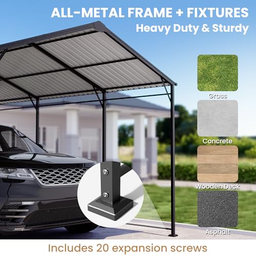 COSIEST 10x20ft Heavy Duty Carport, Anti-Snow/Rust Steel Frame & Roof Car Canopy for SUV Truck RV Parking, All-Weather Outdoor Storage Building Car Ports Shed for Home, Commercial, Farm COSIEST