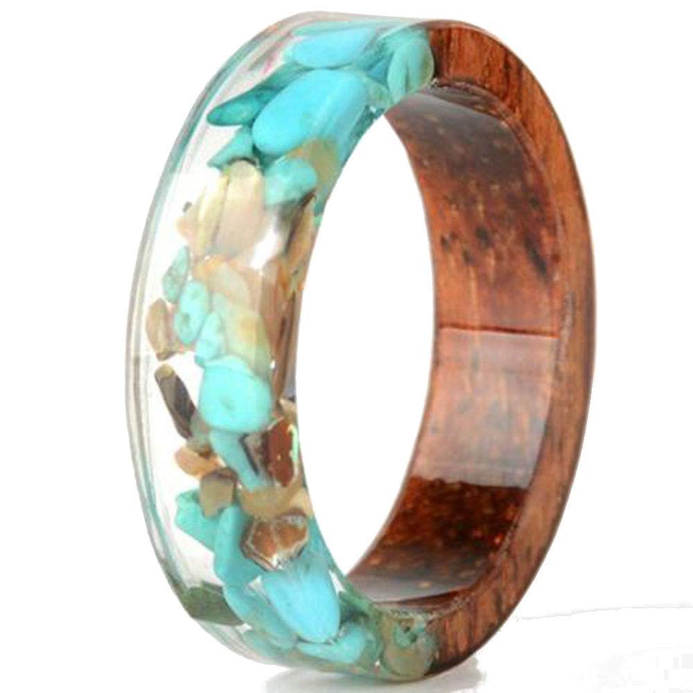 Jude Jewelers 8mm Transparent Acrylic Resin Wood Ocean Style Wedding Band Anniversary Ring (Turquoise, 8) Jude Jewelers