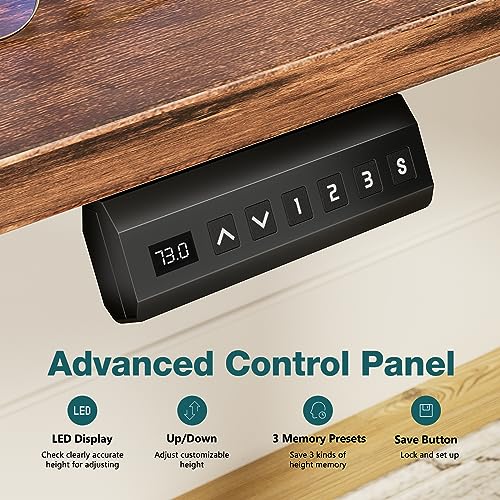 Smug Adjustable Height Standing Desk 48 Inch Electric Sit Stand Up Down Computer Table Ergonomic Rising Modern Lift Motorized Gaming Desktop Workstation for Work Home Office - Rustic Brown SMUG