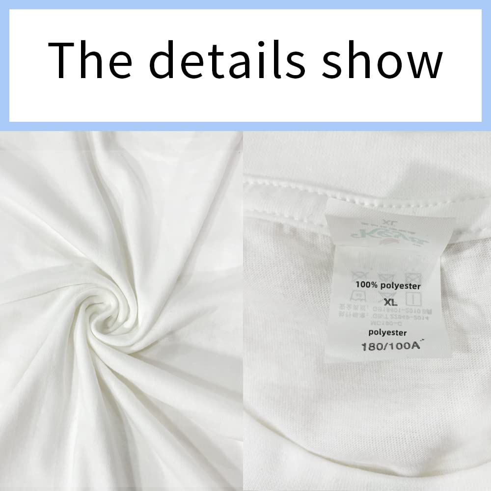 OKBA 5 pcs Sublimation Blank T-Shirts Round Collar Short Sleeves Adult White Polyester t Shirts (X-Large) OKBA