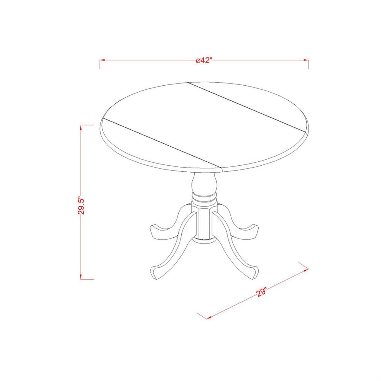 East West Furniture DMT-WLW-TP Dublin Modern Kitchen Table - a Round Dining Table Top with Dropleaf & Pedestal Base, 42x42 Inch, Walnut & Linen White East West Furniture