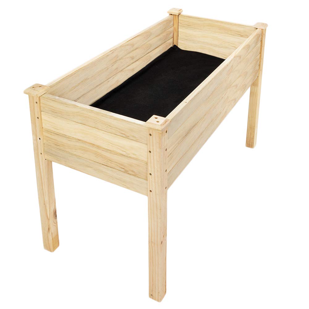 VINGLI Heavy Duty Raised Garden Bed with Bed Liner, Wood Elevated Planter with Legs for Vegetables Fruits Potato Onion Flower, Outdoor Sturdy Long Lasting Planter Box Kit (Elevated Without Wheels) VINGLI