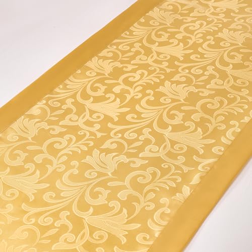 Cobedzy Gold Satin Bed Runner for King Size Beds(1.8m), 50 x 240cm(20" x 94") Jacquard Bed Scarf Satin Bedding Scarves for Hotel, Home, Guesthouse Cobedzy