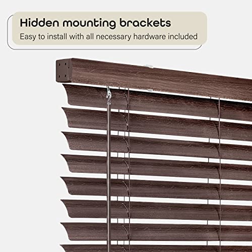 Achim Home Furnishing Cordless GII Luna 2" Slat Mahogany Venetian Window Blinds 29" W x 64" L PowerSellerUSA