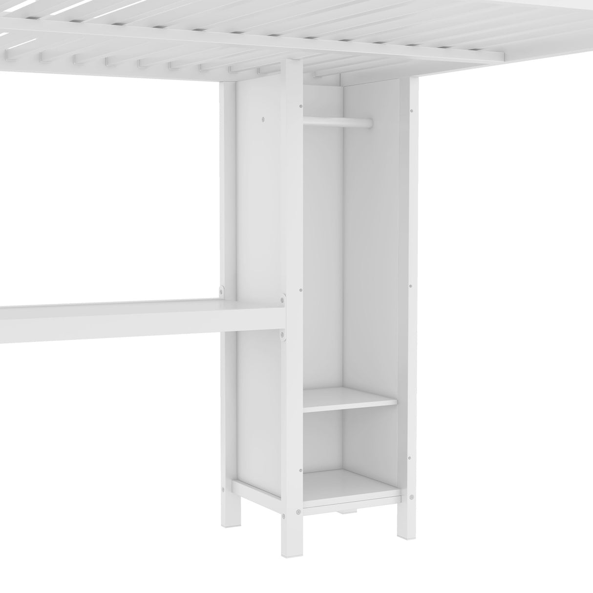 Harper & Bright Designs Queen Loft Bed with Desk, Metal Loft Beds with Storage Shelves, Desk, and Wardrobe, Heavy-Duty Loft Bed Frame for Kids, Teens, Adults, Space-saving and Noise-free Design, White Harper & Bright Designs