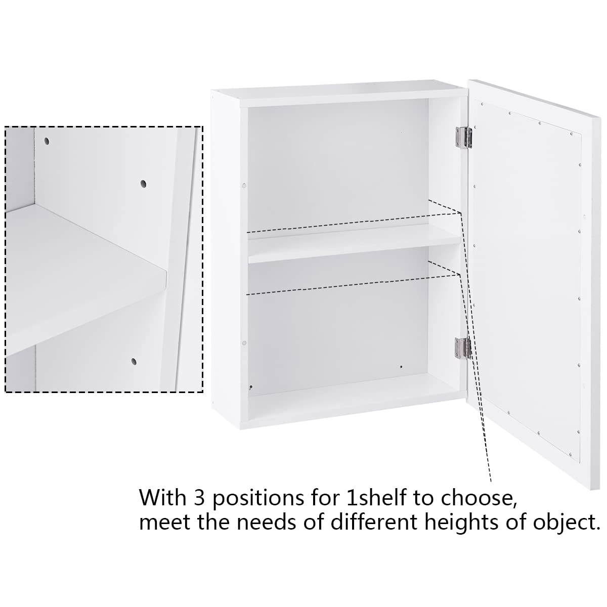 Tangkula Mirrored Bathroom Cabinet, Wall Mount Storage Organizer, Medicine Cabinet with Single Doors Tangkula