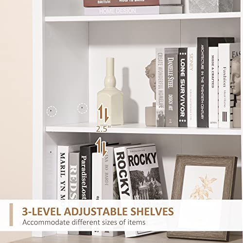 HOMCOM 70" White Kitchen Hutch with Adjustable Shelves and Open Countertop Storage HOMCOM