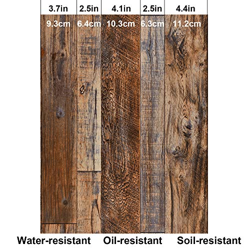WENMER 17.71" x 118" Brown Wood Wallpaper Peel and Stick Shiplap Self Adhesive Contact Paper for Cabinet Countertop Shelf Drawer Wall Door WENMER