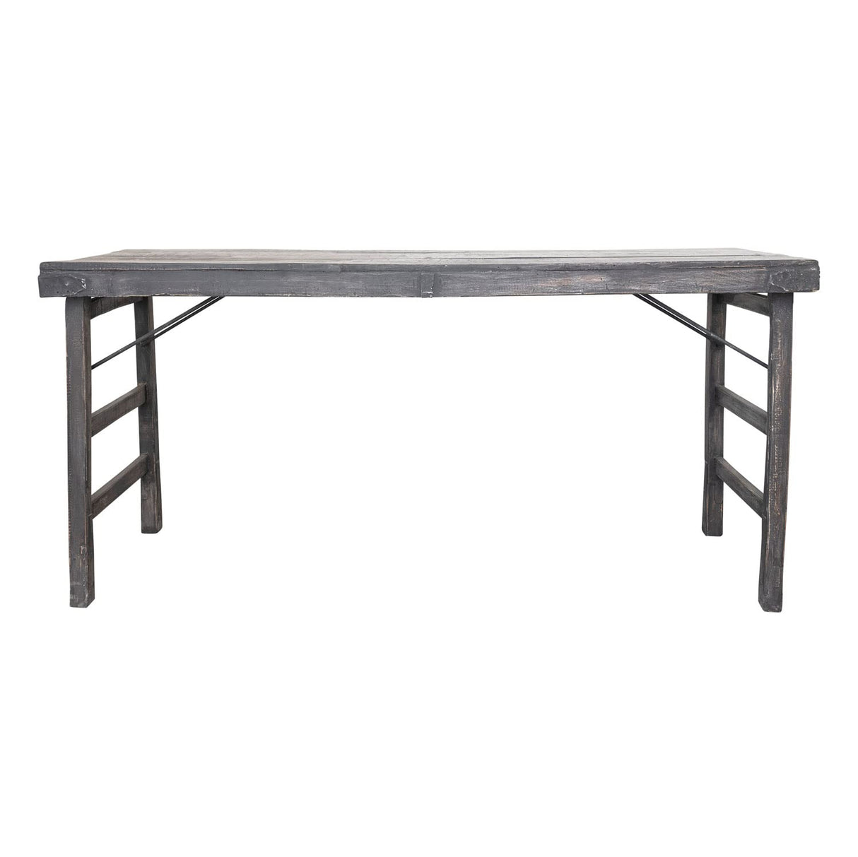 Creative Co-Op Reclaimed Wood Folding, Distressed Blackwashed Finish Console Table, 66" L x 24" W x 33" H, Black Creative Co-Op