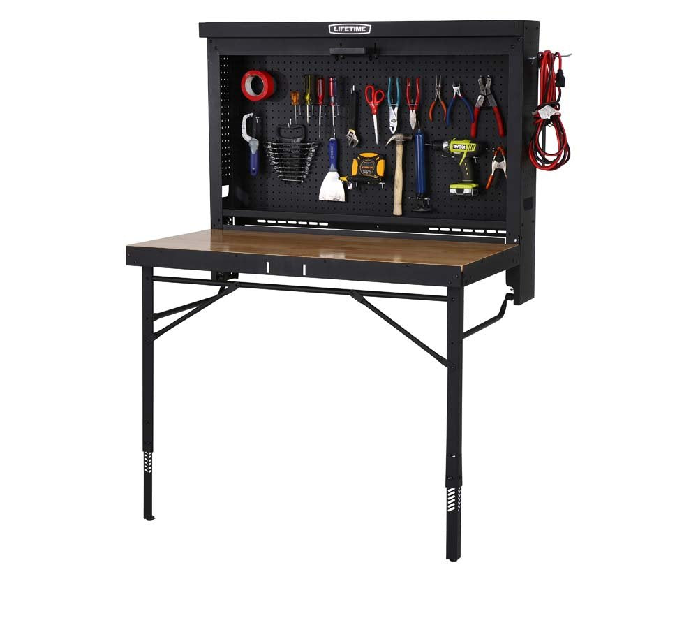 Lifetime Products Wall Mounted Work Table, 4', Wood Varnish (80421) Lifetime