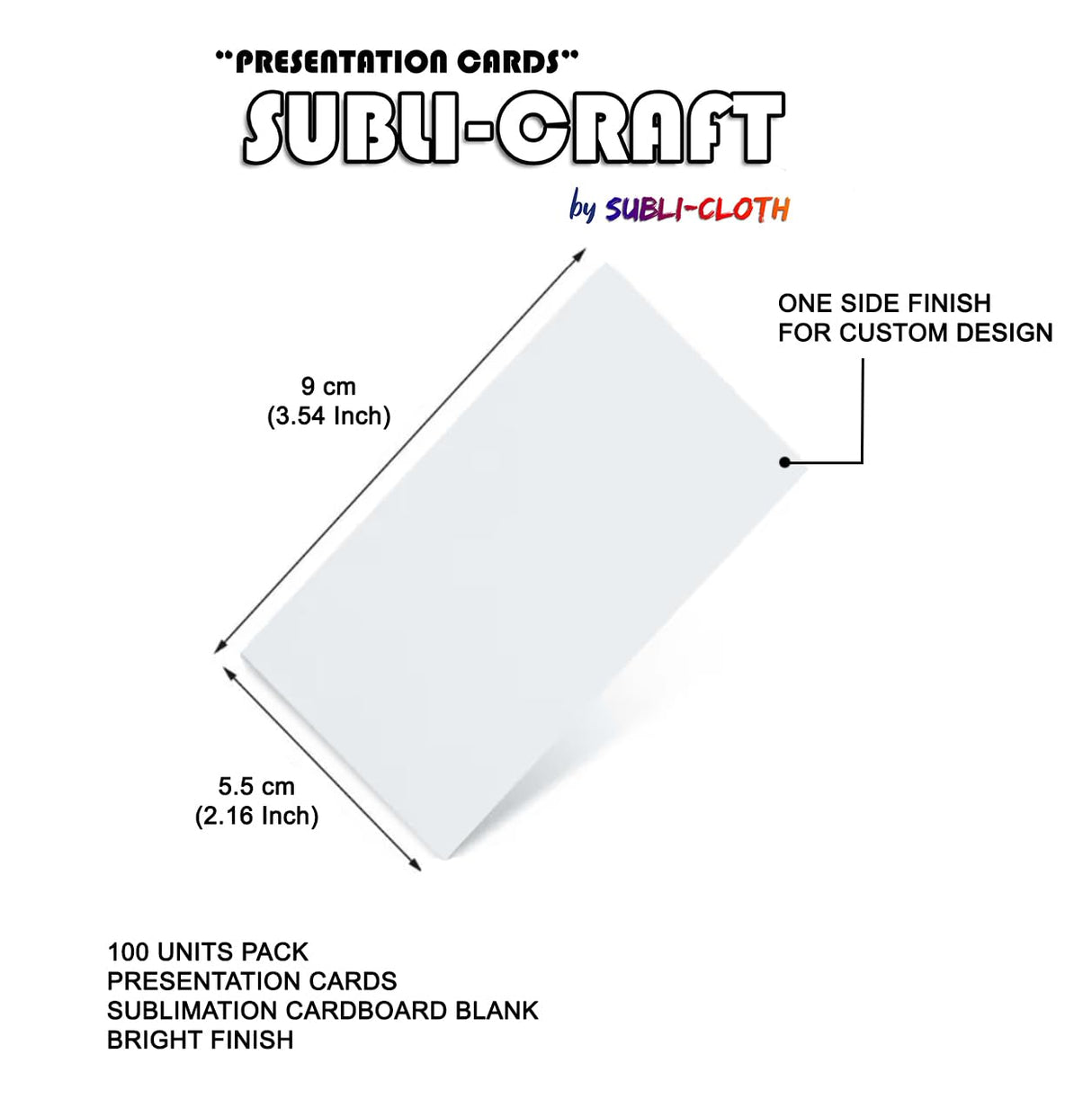 Subli-Craft Presentation Cards Cardboard Sublimation Pack x 100 Units by Subli-Cloth (Rectangular) Subli-Cloth