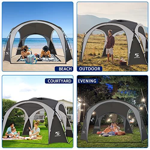 UNICAMPER Beach Tent 12 X 12ft Large UPF50+ Pop Up Canopy with 2-Pcs Side Wall, Sun Shelter Rainproof, Waterproof for Camping Trips, Backyard Fun, Fishing, Parties, Or Picnics(Gary) UNICAMPER