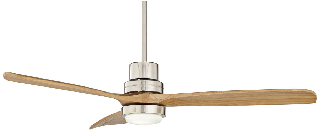 Casa Vieja 52" Delta-Wing DC Modern 3 Blade Indoor Ceiling Fan with LED Light Remote Brushed Nickel Natural Solid Wood for Living Kitchen House Bedroom Family Dining Home Office Kids Room Casa Vieja