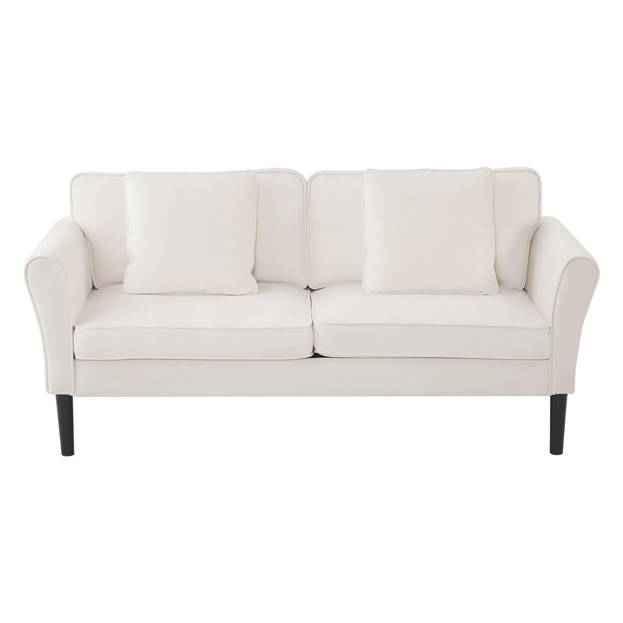 VEVOR Loveseat Sofa, 69-Inch Small Sofa Couch for Living Room, Velvet Fabric 2-Seats Couch with Sinuous Spring, Soft Cushions and Sturdy Frame, Comfy Loveseat for Bedroom, Office or Apartment, White VEVOR
