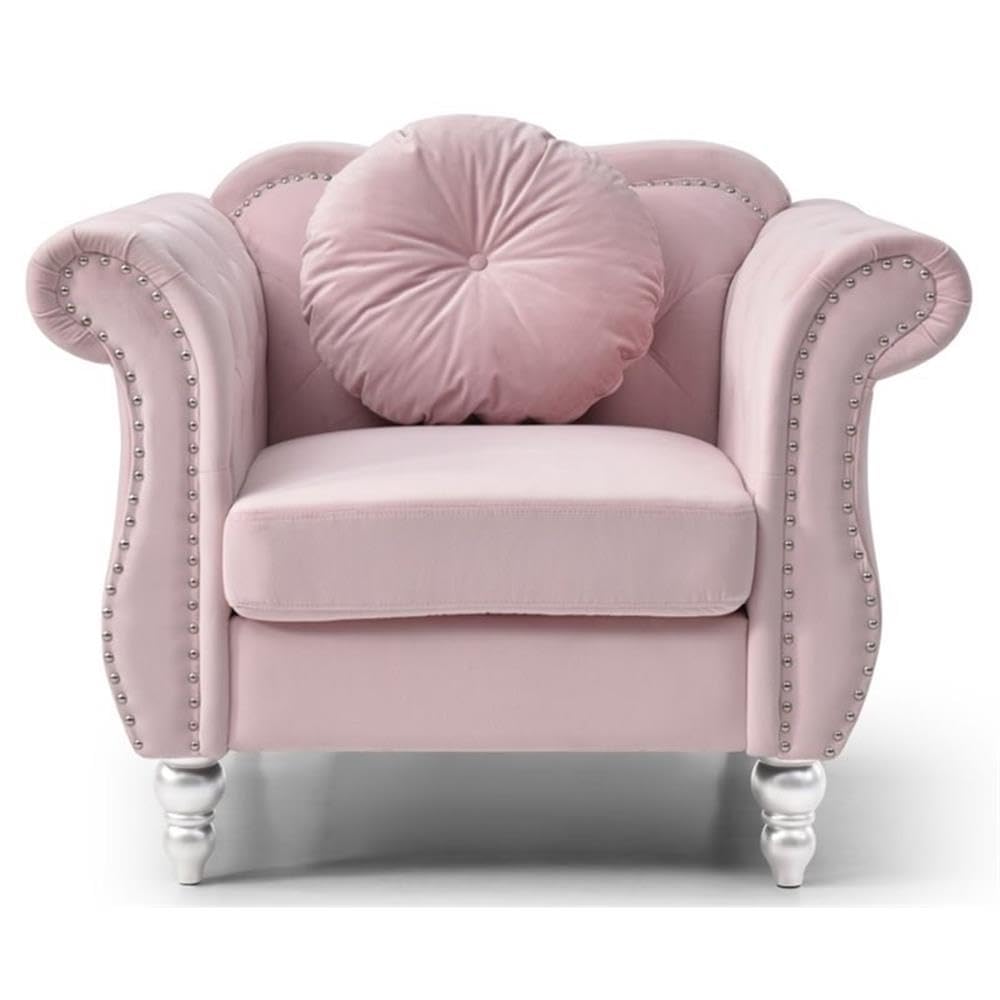 Home Square 2-Piece Furniture Set with Sofa and Chair in Pink Home Square